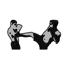 boxing sport sketch and boxing movement training with transparent background