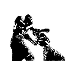 boxing sport sketch and boxing movement training with transparent background
