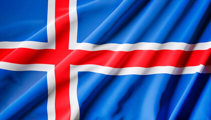 Flag of Iceland with folds