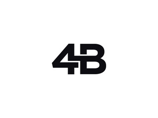 4B Letter Logo Designs, Alphabet 4b Number Logo Monogram