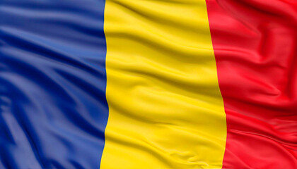 Flag of Romania with folds