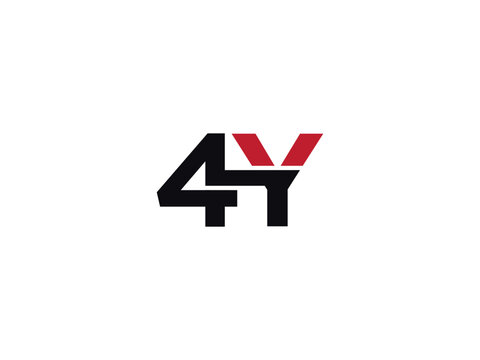 4Y Letter Logo Designs, Alphabet 4y Number Logo Monogram