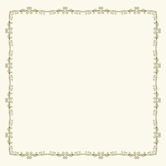 Vector floral frame with spring twigs. Hand drawn herbal wreath for card, wedding, greeting, print and other floral vintage design.