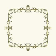 Vector floral frame with spring twigs. Hand drawn herbal wreath for card, wedding, greeting, print and other floral vintage design.
