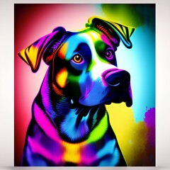 Colorful Dog Art Print - Wall décor - generative ai