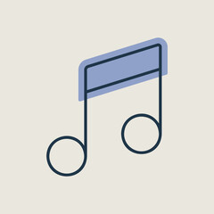 Music note flat isolated vector icon