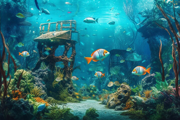 Fototapeta premium fish in aquarium generative ai