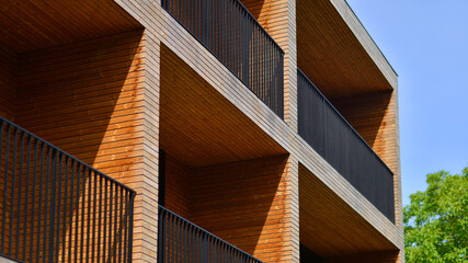 Modern apartment building in a residential area of ​​a city.