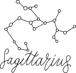 Galaxy constellation doodle line art. Cuta hand drawn celestial zodiac doodle sign © Elena