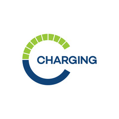 Letter C electrical charging typography logo design vector template 