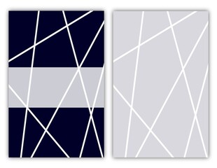 business card template in dark blue and gray with white lines
