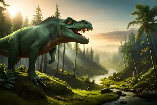 tyrannosaurus rex dinosaur 3d render generative ai technology