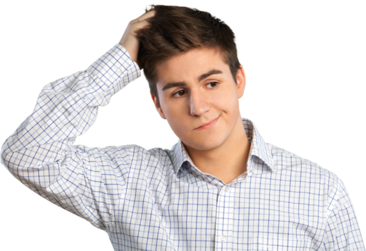 Confusion - Young man scratching his head - Powered by Adobe