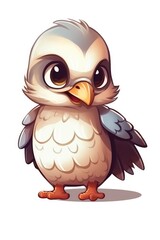 Obraz premium Cute baby Falcon in Cartoon Style on white background - generative AI