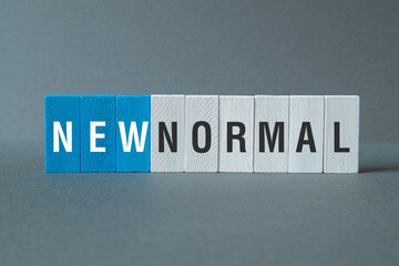 New normal - word concept on building blocks, text