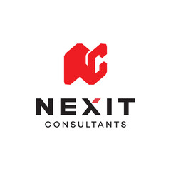 Nexit consultants letter NC logo design vector template 