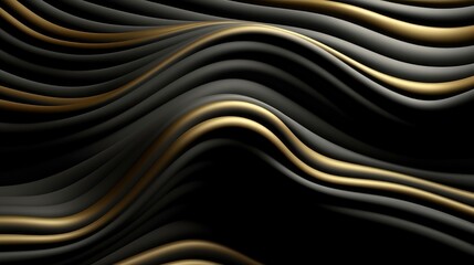 Vector black and gold abstract background with waves and lines. Generative AI
