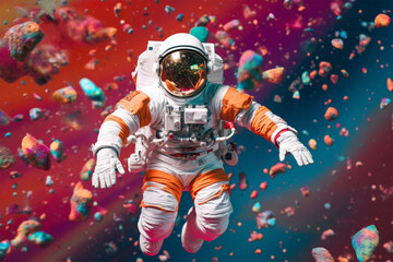 Fototapeta premium astronaut in space generative ai