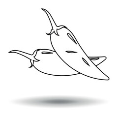 Pepper icon. Thin line. Sketch. Vector on white background.