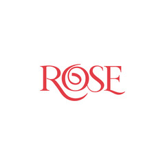 Rose typography text alphabet logo design 