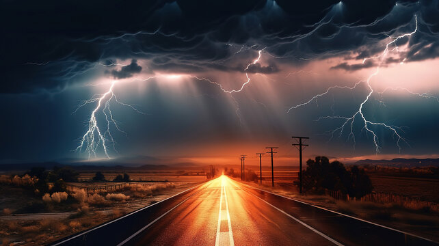 A storm with dark, towering clouds and lightning turning upwards. Generative ai