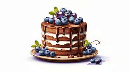 A delicious cake topped with fresh blueberries. Generative ai