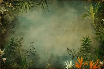 Background of tropical green leaves. Banner layout for a text field. the concept of recreation and travel. Background with tropical green leaves of monstera.. generative ai