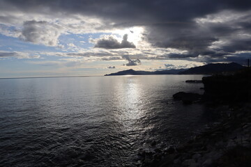 Fototapeta premium ship at sunset