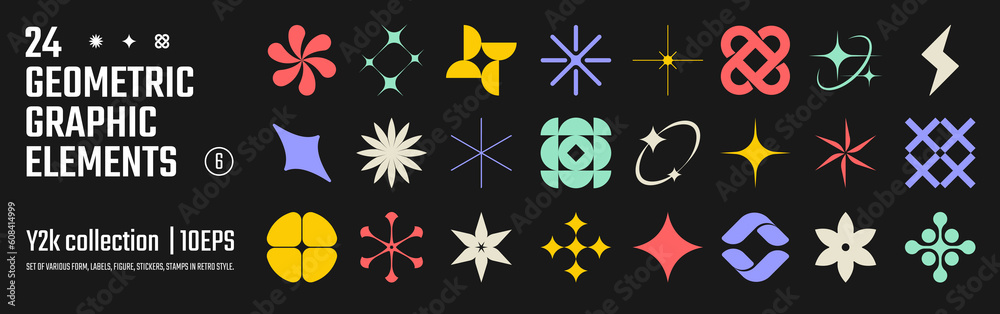 Poster vector abstract geometric graphic elements for design, collection of various form, labels, shapes, s