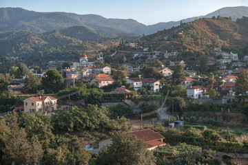 A view over the traditional mountain village of Kakopetria. Nicosia District. Cyprus