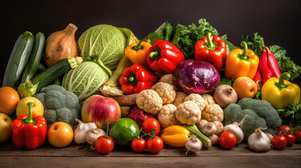 Fresh vegetables background. Healthy food concept. Top view. Copy space.