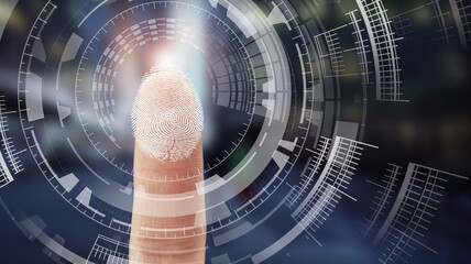 Fingerprint biometric scanning concept, cybersecurity password