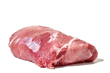 Fresh raw pork neck isolated on white background