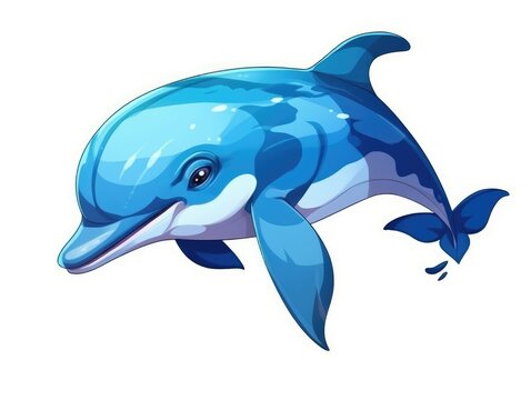 Dolphin in Cartoon Style on white background - generative AI