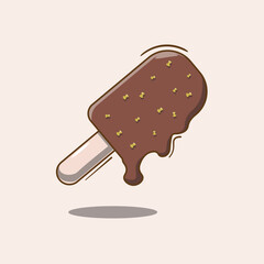 Vector illustration of melted chocolate ice cream cartoon icon, with isolated layers that can be easy to used.