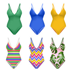 Female Swimsuit Realistic Color Set