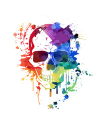 Skull Watercolor T shirt Graphic Design . Vector illustration