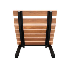 Modern deck chair made of wood and metal for sunbathing and relaxation and nature. Beach chair. Back view. 3d rendering. Isolated