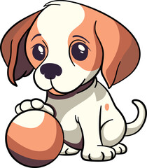 Beagle cute dog with outline