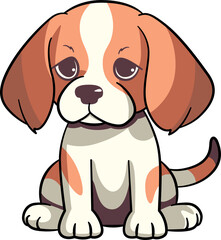 Beagle cute dog with outline