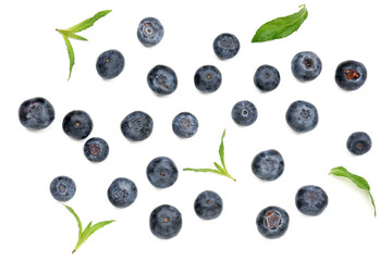 Ripe fresh blueberry on white background