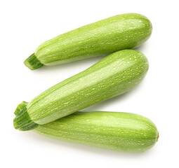 Fresh green zucchini on white background