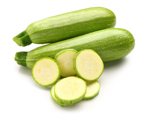 Fresh green zucchini on white background