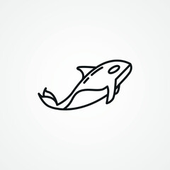 orca line icon, killer whale outline icon