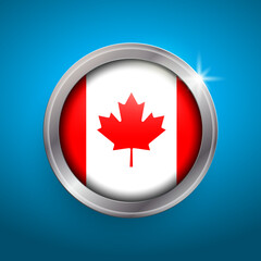 Canada flag vector button. Isolated object on blue background.