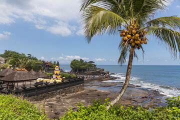 Bali, Indonesia - 05-01-2023: Temple of Tanah Lot tourist attraction on Bali