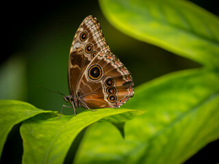 Obraz na płótnie Canvas Butterfly Blue Morpho, Morpho peleides, in rainforest