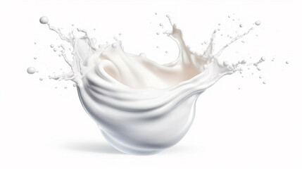 a milky cream splash on a white background generated by AI