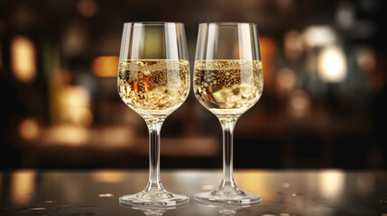 two glasses of white sparkling wine, generated by AI