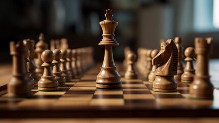 king or queen - a piece in the middle of the chessboard and on the edges of other pieces generated by AI